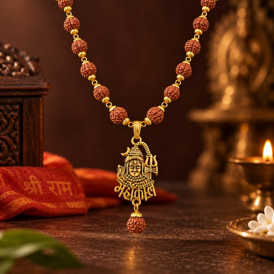 Mahakal Rudraksha Mala - Golden Finish - view 2