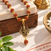 Trishul Rudraksha Mala - Golden Finish