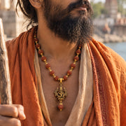 Trishul Rudraksha Mala - Golden Finish