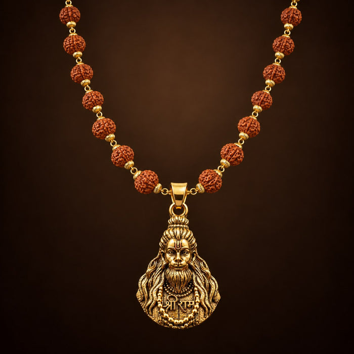 Hanuman ji Rudraksha Mala - Golden Finish