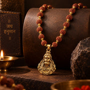 Hanuman ji Rudraksha Mala - Golden Finish