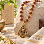 Hanuman ji Rudraksha Mala - Golden Finish