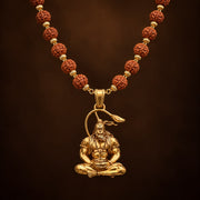 Samadhi Hanuman ji Rudraksha Mala - Golden Finish