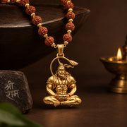 Samadhi Hanuman ji Rudraksha Mala - Golden Finish