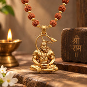 Samadhi Hanuman ji Rudraksha Mala - Golden Finish