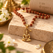 Samadhi Hanuman ji Rudraksha Mala - Golden Finish
