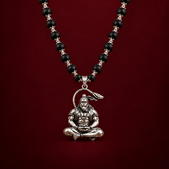 Samadhi Hanuman ji Karungali Mala - Silver Finish - view 1