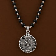 Round Hanuman ji Karungali Mala - Silver Finish - view 1