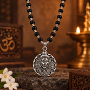 Round Hanuman ji Karungali Mala - Silver Finish - view 3