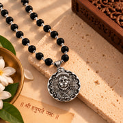 Round Hanuman ji Karungali Mala - Silver Finish - view 4