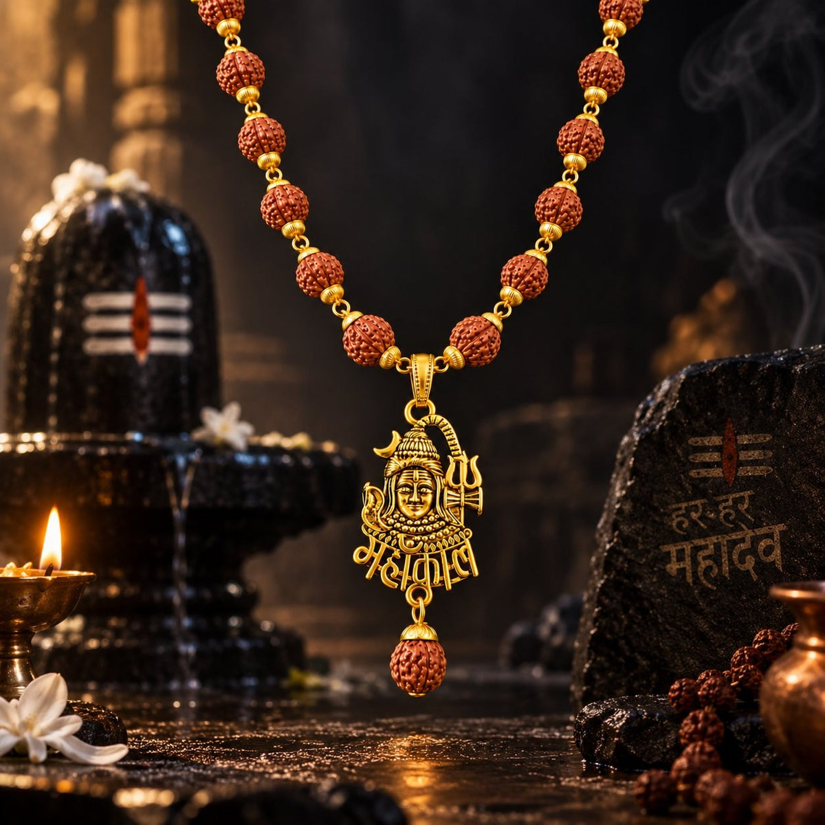 Mahakal Rudraksha Mala - Golden Finish - view 3