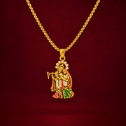 Radha Krishna Pendant - Golden Finish
