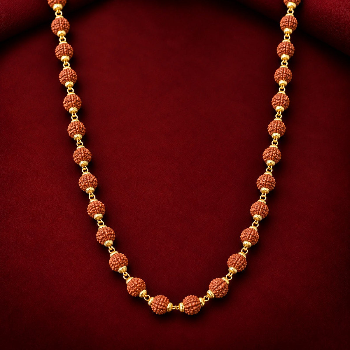 Rudraksha mala with golden-finish links - photo 1