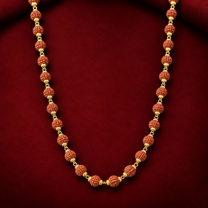 Rudraksha mala with golden-finish links - photo 1