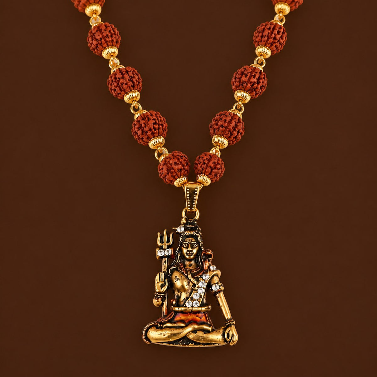 Shiv ji Rudraksha Mala - Golden Finish