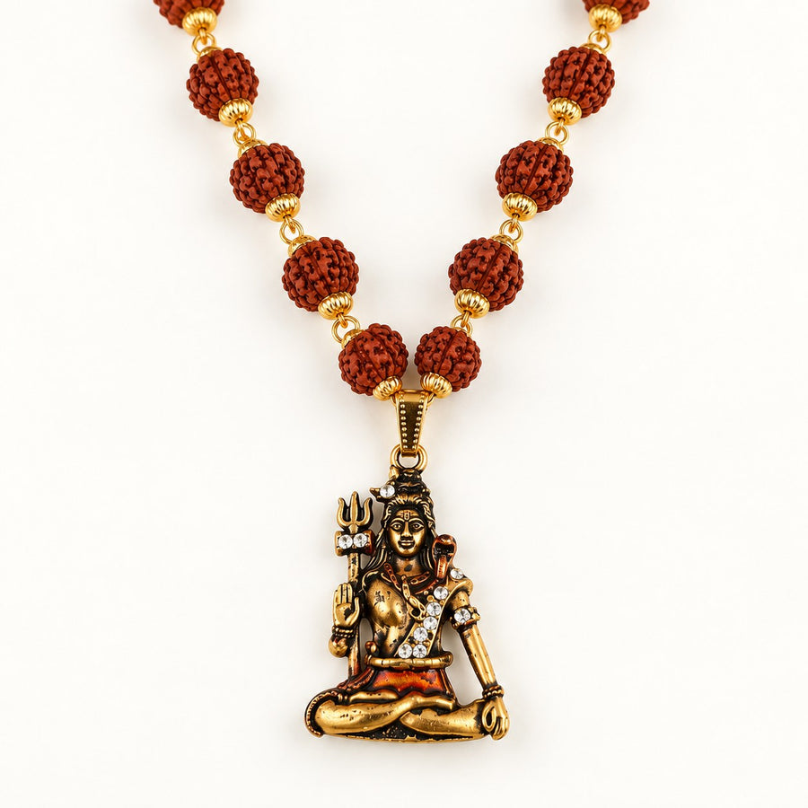 Shiv ji Rudraksha Mala - Golden Finish