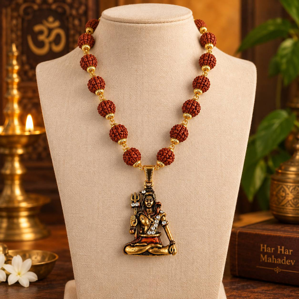 Shiv ji Rudraksha Mala - Golden Finish