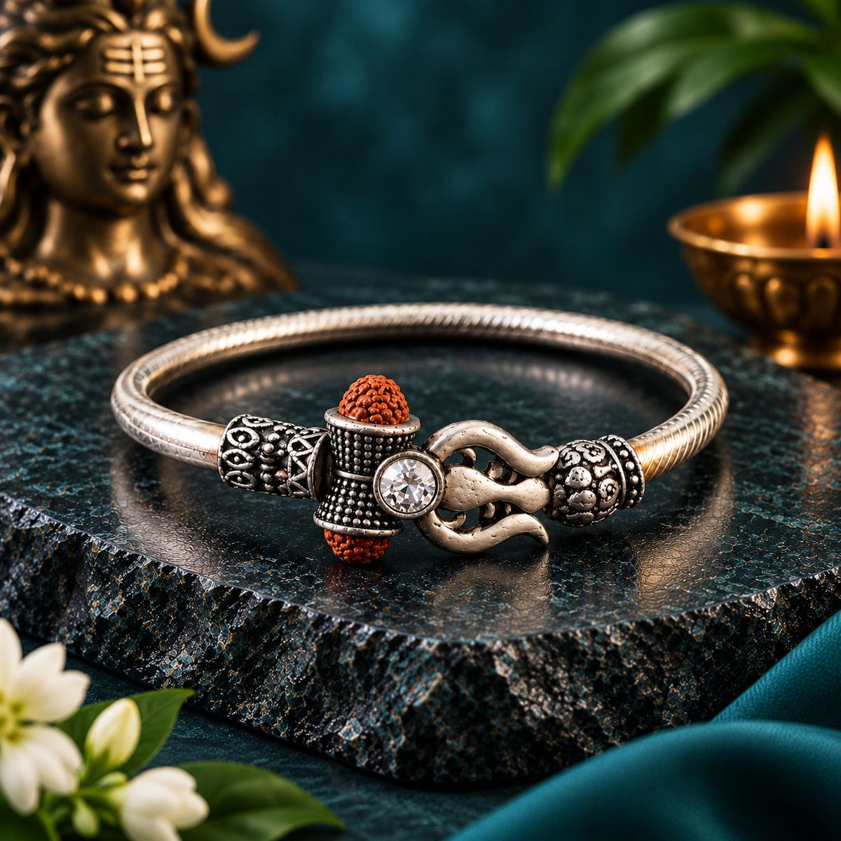 Trishul Bracelet - Silver Finish