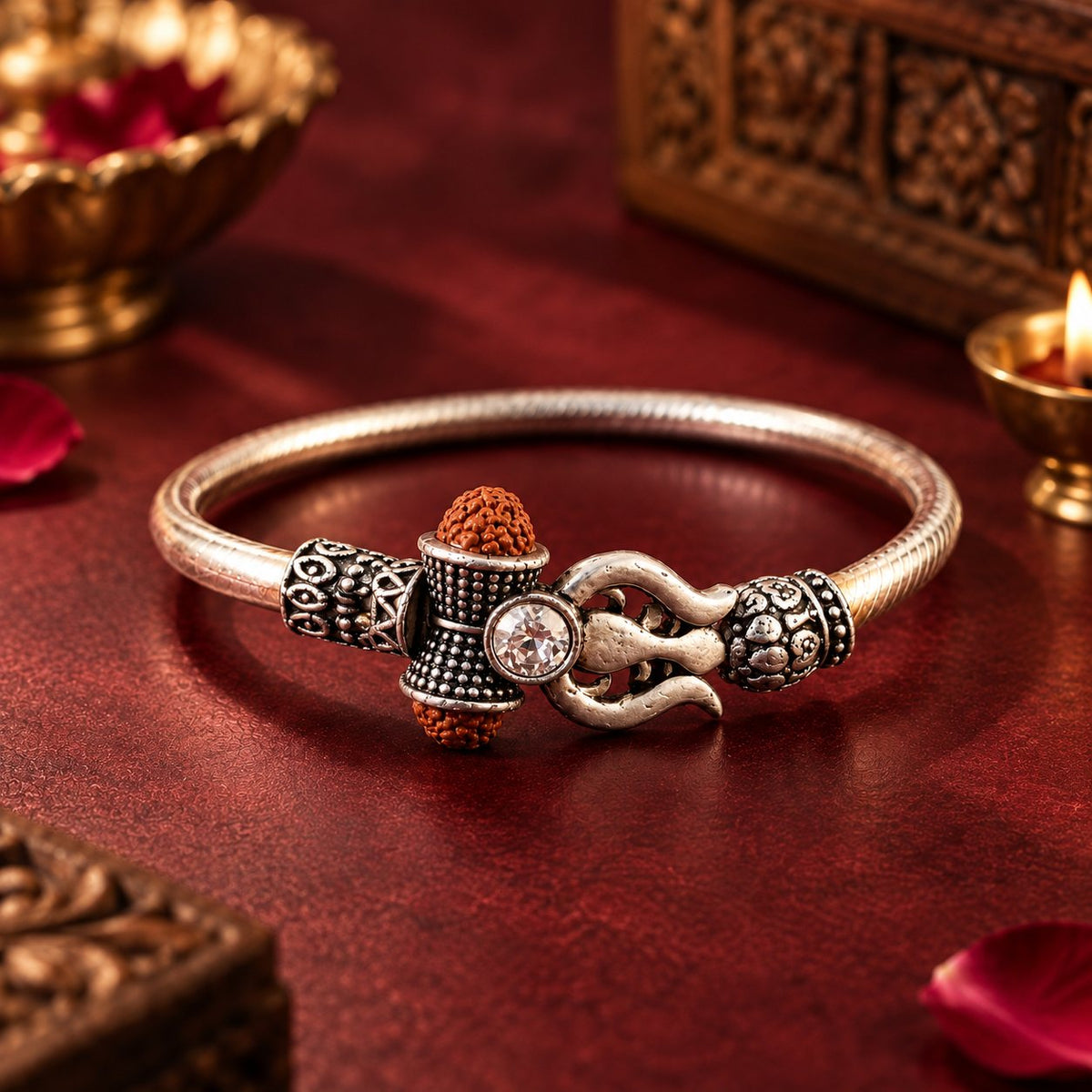 Trishul Bracelet - Silver Finish