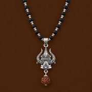 Trishul Karungali Mala - Silver Finish - view 1