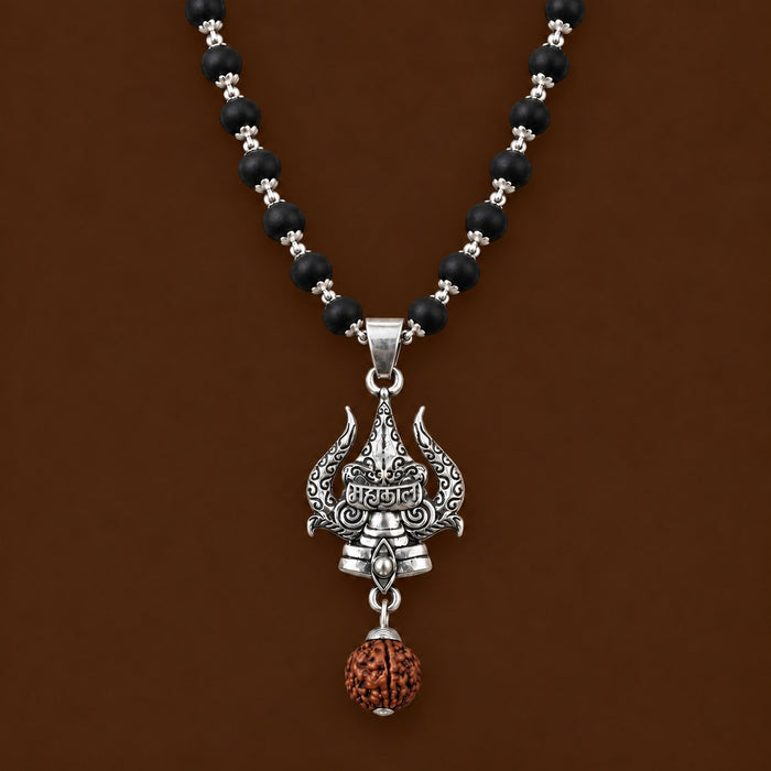 Trishul Karungali Mala - Silver Finish - view 1