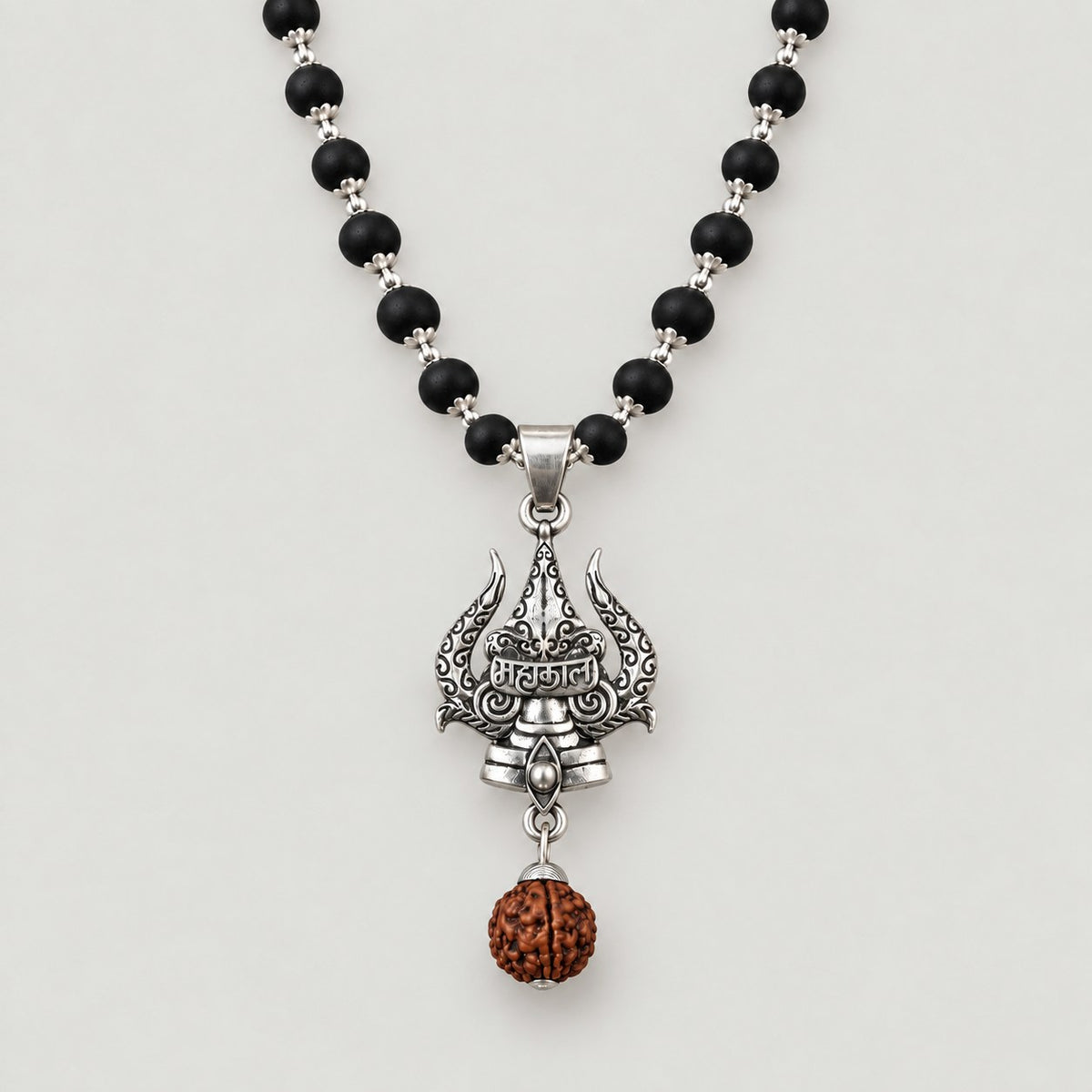 Trishul Karungali Mala - Silver Finish - view 2